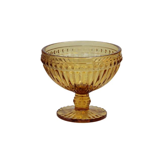 Стъклена чаша  на столче за десерти жълта  ф12.5х10см 370мл  OLD SCHOOL- (HC-93957) - Horecano