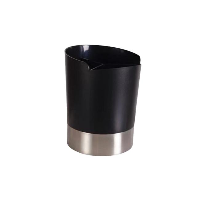 Пластмасов контейнер за сламки с иноксова основа черен 13x13xH17см (JD-8284) - Horecano