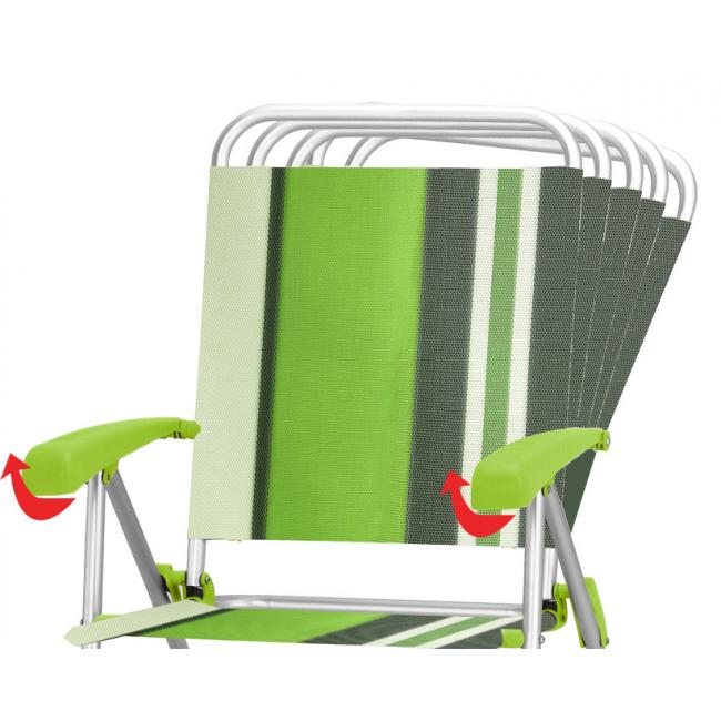 Алуминиев къмпинг стол, 8 позиционен, зелен HG-(40166ВТ) - Horecano