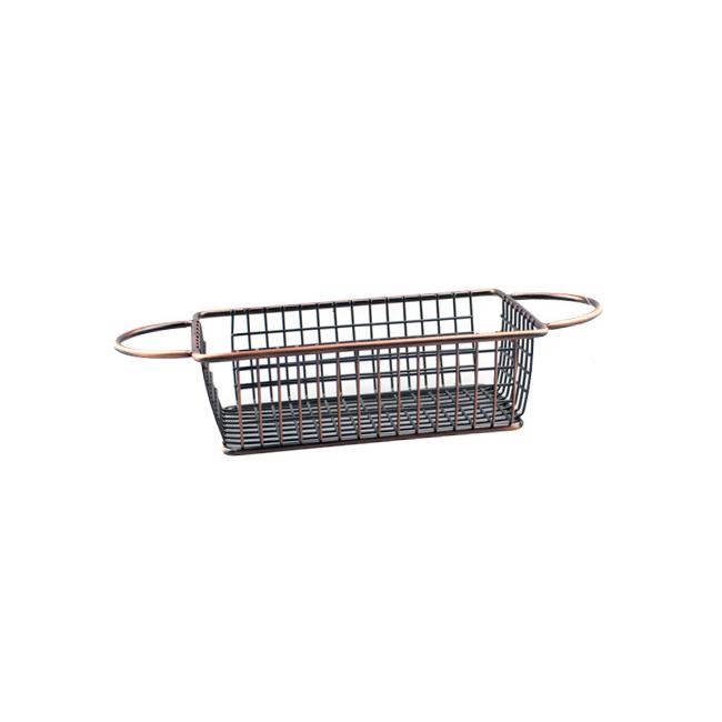 Метална кошничка  за сервиране с медно покритие и  две дръжки 16x10.5x5см    HORECANO-(HC-981485)