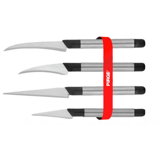 Комплект карвинг ножове от неръждаема стомана    извити 4бр. (41330)- PIRGE