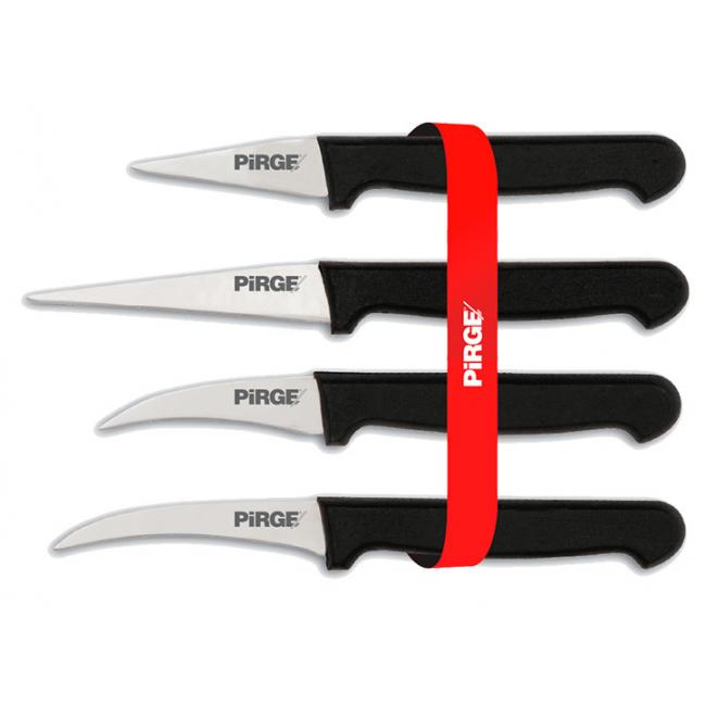 Комплект карвинг ножове извити от неръждаема стомана     4бр. с черна дръжка (41274) - PIRGE