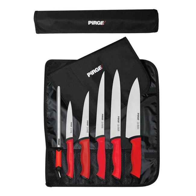 Комплект професионални ножове и масат от неръждаема стомана в калъф 6+1бр PIRGE-DUO-(35197) 