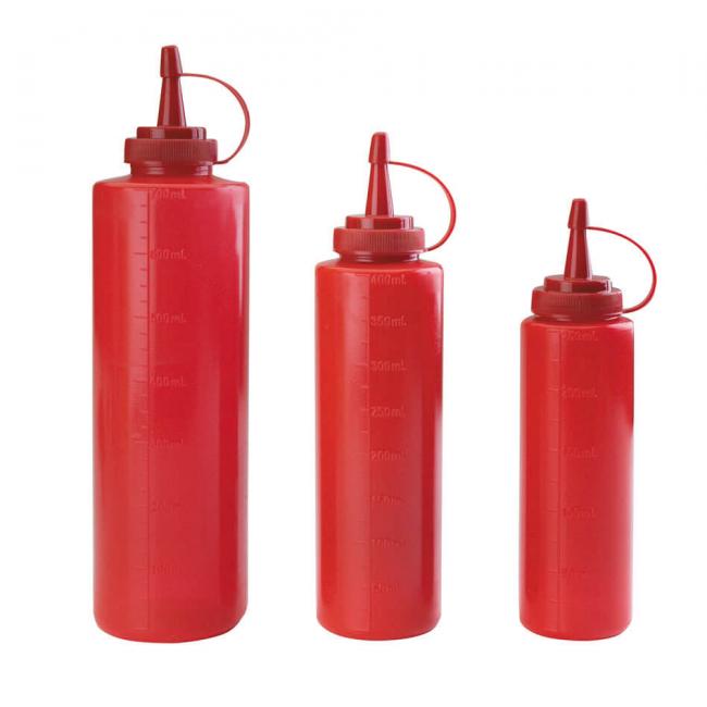 Полиетиленова бутилка за сос червена ф5,5x21,5см, 400мл.  61940R - Lacor