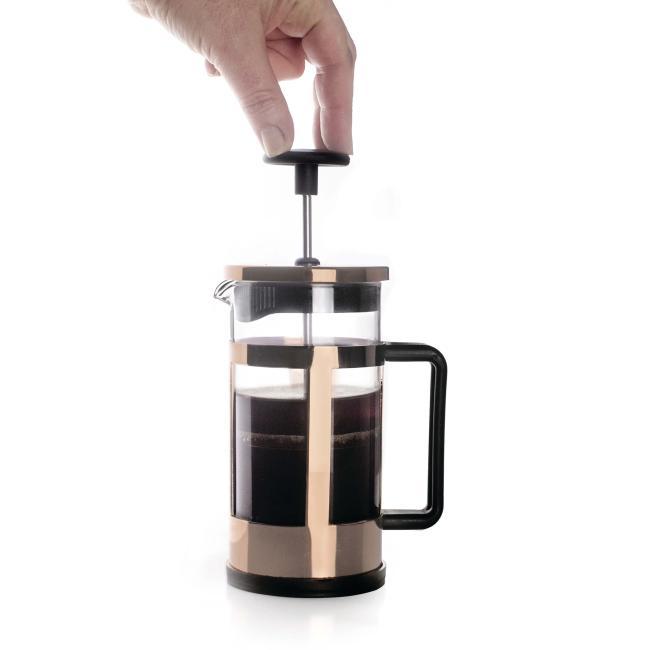 Кана с преса за 3 чаши кафе / чай, инокс / стъкло / полипропилен, 350мл, h17,5см, COPPER – Lacor