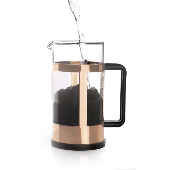 Кана с преса за 3 чаши кафе / чай, инокс / стъкло / полипропилен, 350мл, h17,5см, COPPER – Lacor