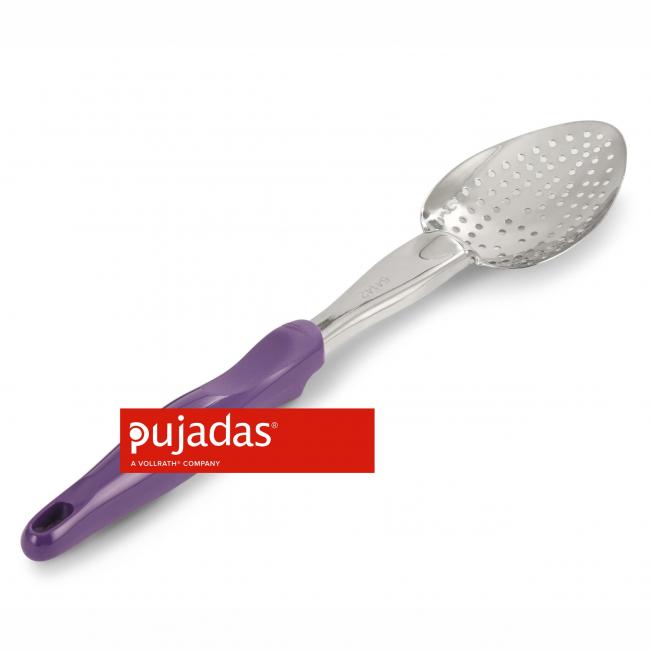 Иноксова перфорирана лъжица  с лилава  дръжка  35см  (ALL-FREE) - Pujadas