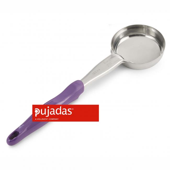 Иноксова закръглена   лъжица с лилава дръжка  34см  120мл (ALL-FREE) - Pujadas