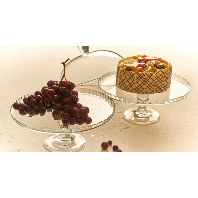 Стъклено плато за торта на столче с капак PATISSERIE - Pasabahce