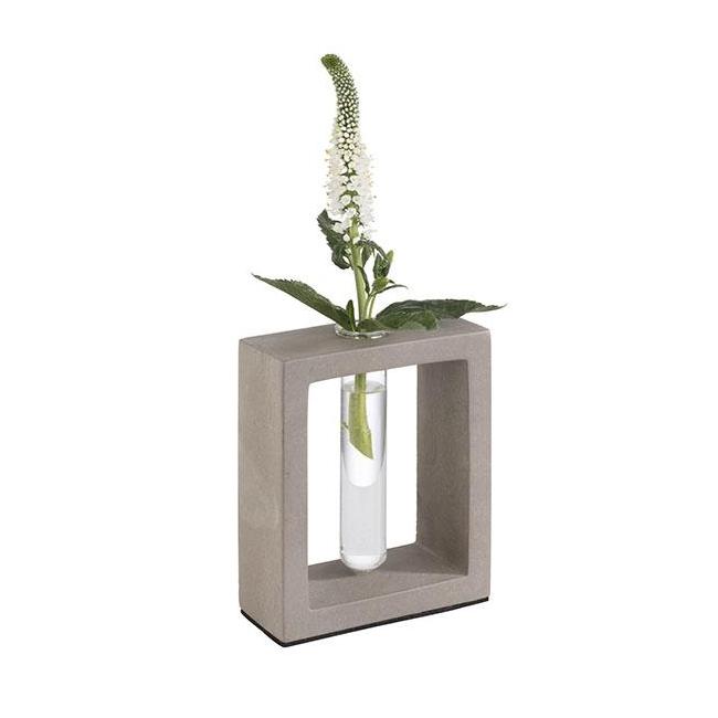 Стъклена ваза на бетонна стойка 10х4,5см  h12,5см , 25мл ELEMENT - APS