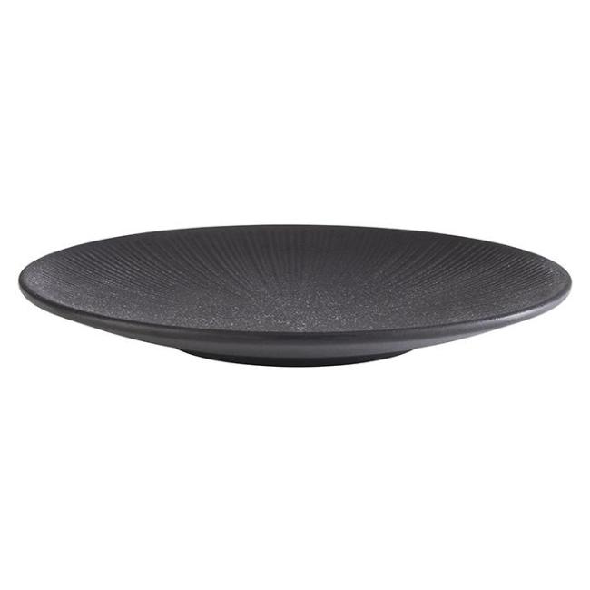 Меламинова чиния, кръгла, ф26см, h3см, черна, стакабъл, „NERO“ – APS
