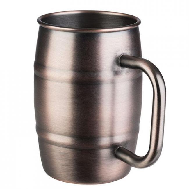 Иноксова релефна чаша за бира / коктейли с дръжка, ф8,5см, h13см, 500мл, copper, стакабъл, „BEER MUG“ – APS