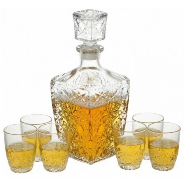 Стъклен комплект за ликьор от 7 части (бутилка/гарафа  + 6 чаши) DEDALO-(2.26060) - Bormioli Rocco