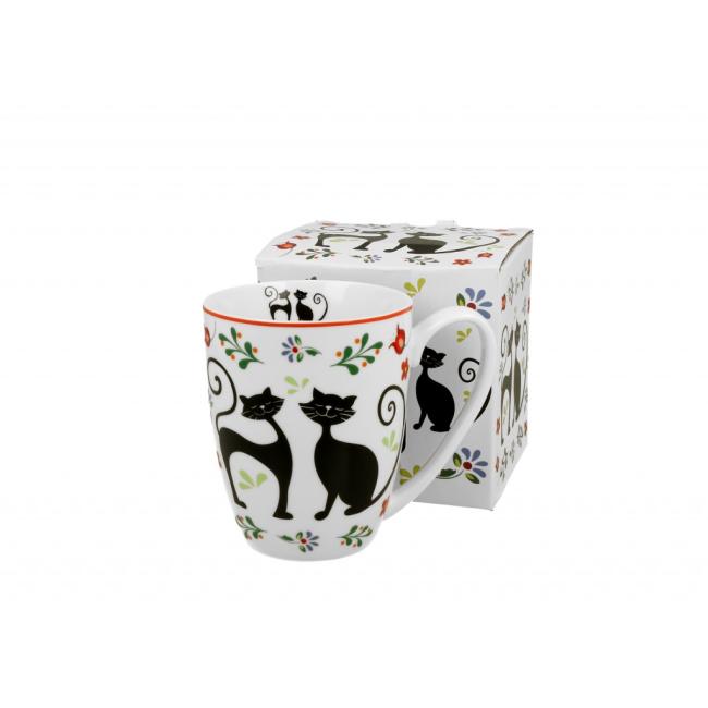 Порцеланова чаша с декор “ЕТНО КОТКИ” в подаръчна кутия, 360мл, ф8,2см, h10,3см – DUO