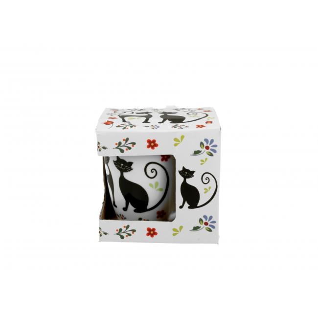 Порцеланова чаша с декор “ЕТНО КОТКИ” в подаръчна кутия, 360мл, ф8,2см, h10,3см – DUO