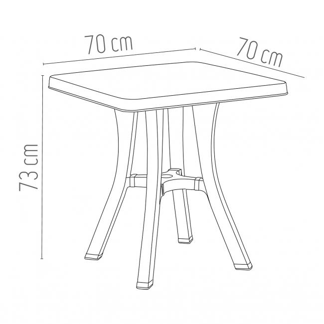 Пластмасова маса 70/70см с 4 крака бяла (HM-520)  -  Irak Plastik