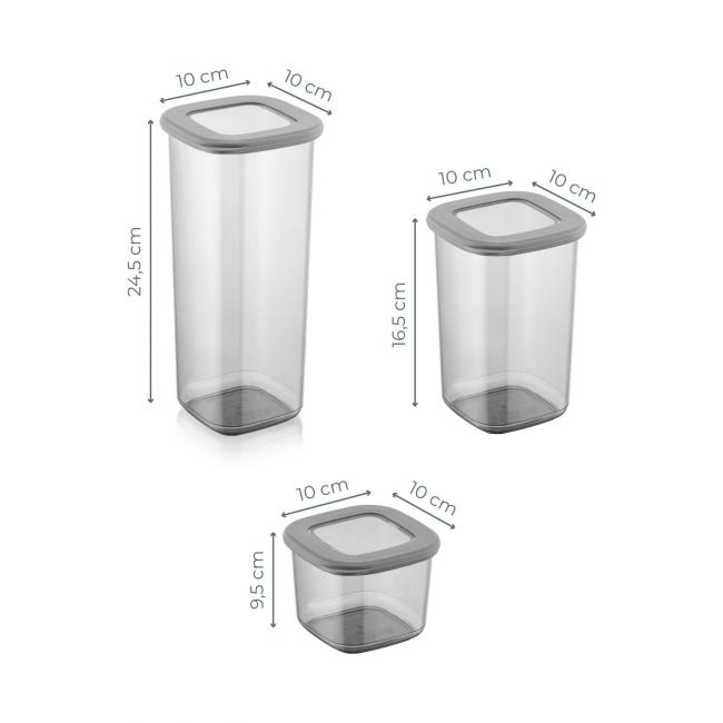 Пластмасова кутия квадратна със силиконов капак 550мл антрацит HOME-(BNM-0698) - Horecano