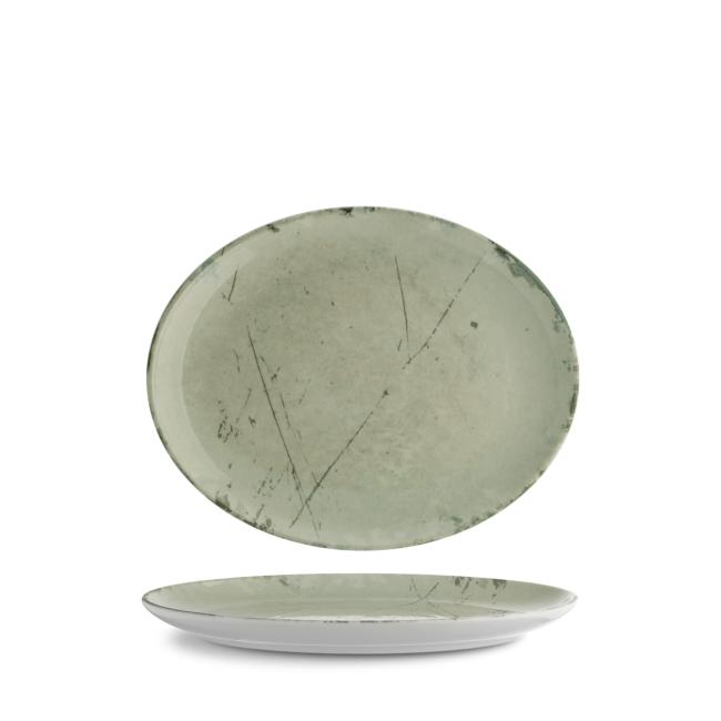 Порцеланова овална чиния, 20см, Stone green - G.Benedikt