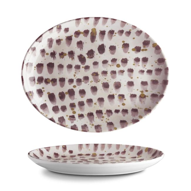 Порцеланова овална чиния, 32см, Brown brush - G.Benedikt 