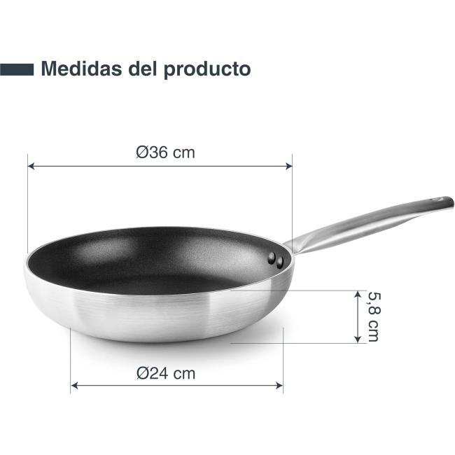 Алуминиев тиган с незалепващо покритие, ф36-24см, h5,8см, AINE, GARINOX - Lacor