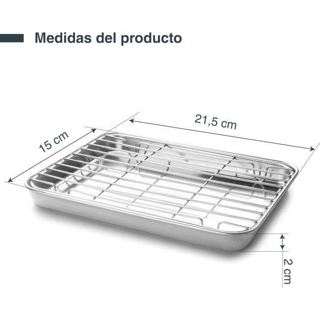 Иноксова тава с решетка, правоъгълна, 21,5x15xh2см, ESSENTIAL – Lacor
