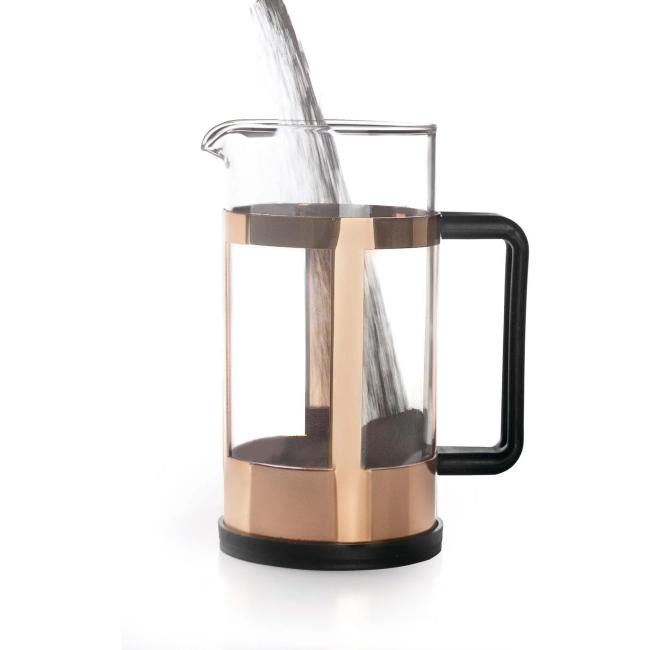 Кана с преса за 6 чаши кафе / чай, инокс / стъкло / полипропилен, 800мл, h19,5см, COPPER – Lacor