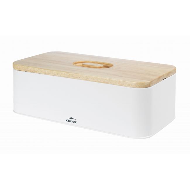 Кутия за хляб, метална основа с дървен капак 42х22.5х12,5см - Lacor
