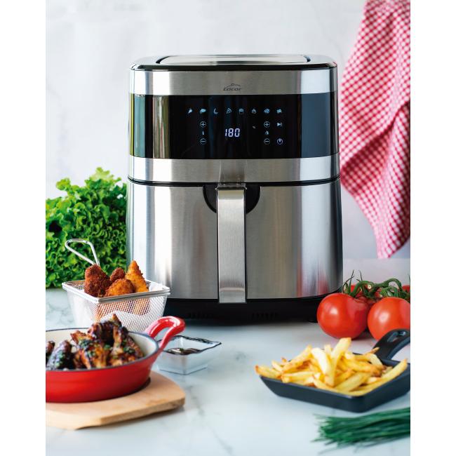 Уред за здравословно готвене / Air Fryer с 8 програми, 220-240V; 50/60Hz, 1500W, 40ºC - 250ºC,  5,5л, 41x30x34,5см, 5,4кг, EcoFry - Lacor