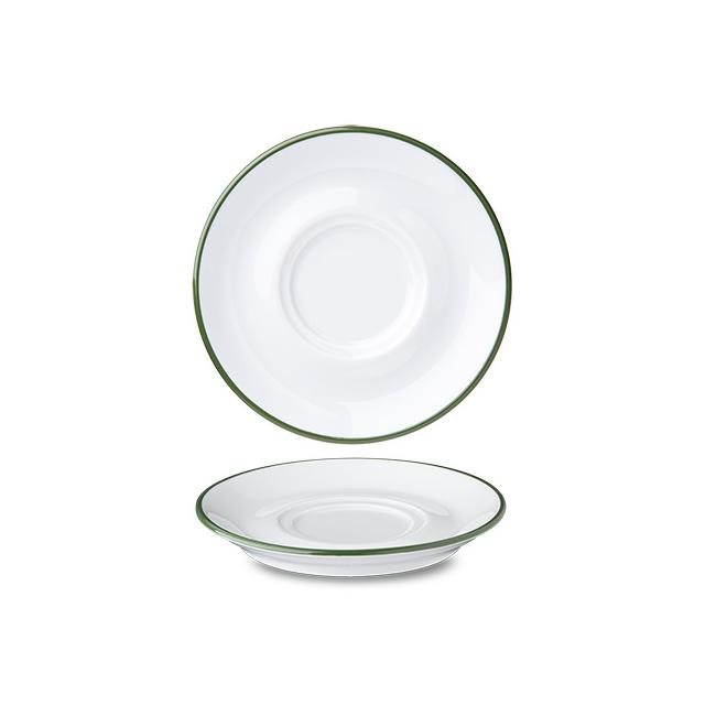 Порцеланова подложна чинийка 12см с зелен кант RETRO MUGS - G.Benedikt