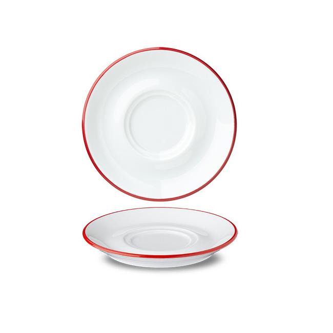 Порцеланова подложна чинийка 14см с червен кант RETRO MUGS - G.Benedikt