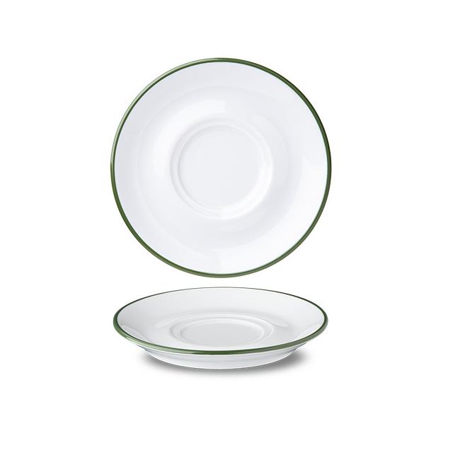 Порцеланова подложна чинийка 14см със зелен кант RETRO MUGS - G.Benedikt