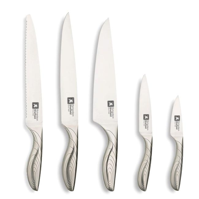 Комплект кухненски ножове на дървена стойка 5 бр, FORME CONTOURS - Richardson Sheffield