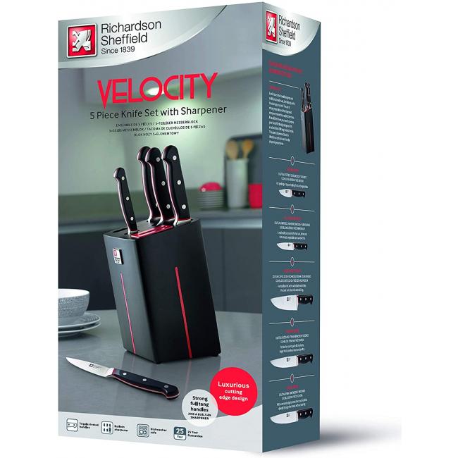 Комплект ножове 5 бр. на черна стойка Velocity  - Richardson Sheffield