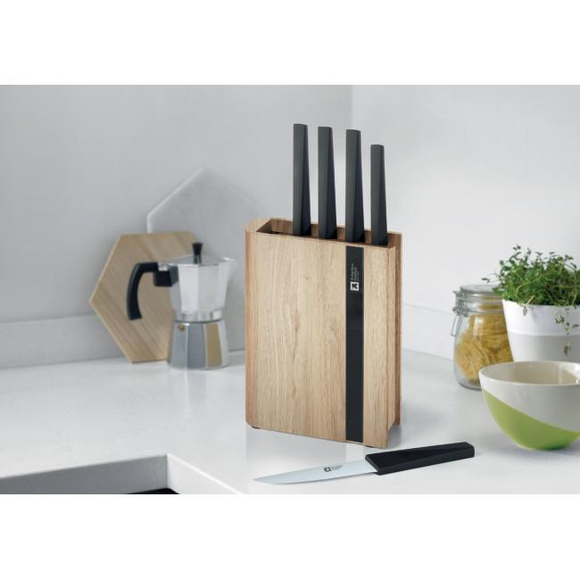 Комплект от 5 кухненски ножове на дървена стойка, Edge Natural Wood - Richardson Sheffield