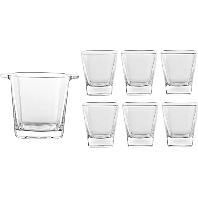 Стъклен комплект  от съд за лед  с   6   чаши за алкохол  330мл DUCALE 67473 - VIDIVI