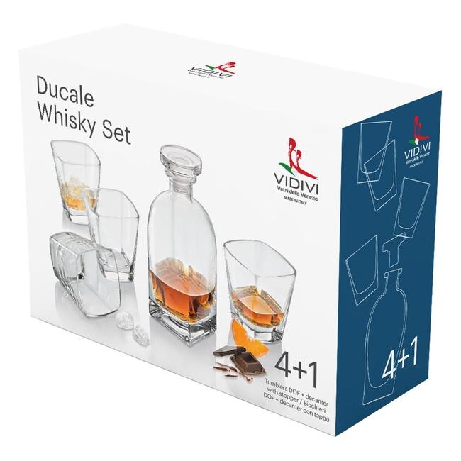 Стъклен комплект от гарафа 700мл + 4  чаши за  уиски / алкохол  330мл DUCALE 68097 - VIDIVI