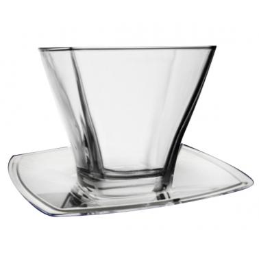 Стъклена купа квадратна  с чинийка 410мл  STEPHANIE 130  VM-1314010/4565200  - Vitrum