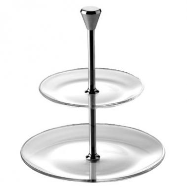 Стъклена стойка кръгла  на 2 нива 15-21xh23см VIDIVI-FULL MOON (60988EM)