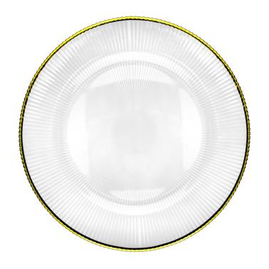 Стъклена подложна чиния със златен кант ф32,5xh2см WICKED-(AT723117) - Horecano