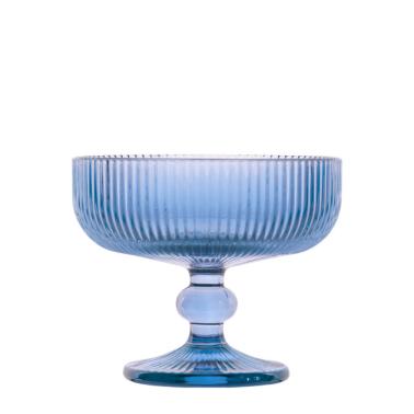 Стъклена чаша на столче за десерти / сладолед 280мл ф12xh10см синя BLOOM-(AT122107B) - Horecano