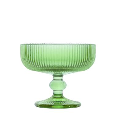 Стъклена чаша на столче за десерти / сладолед 280мл ф12xh10см зелена BLOOM-(AT122107G) - Horecano