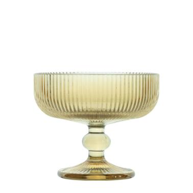 Стъклена чаша на столче за десерти / сладолед 280мл ф12xh10см жълта BLOOM-(AT122107A) - Horecano