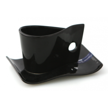 Порцеланова чаша с чинийка  черна  DY1558 70мл  - Китайски порцелан