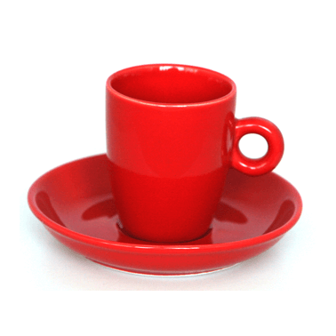 Порцеланова чаша с чинийка червена DY0796 60мл  - Китайски порцелан
