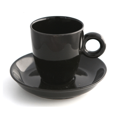 Порцеланова чаша с чинийка  черна DY0797 120мл  - Китайски порцелан