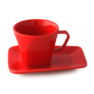 Порцеланова чаша с чинийка червена DY1606 170мл  - Китайски порцелан