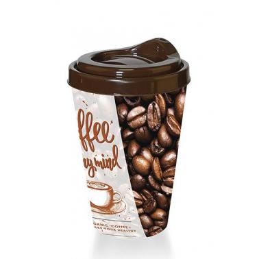 Пластмасова чаша за кафе с капак 400мл TZ-AP-9122 - Titiz 