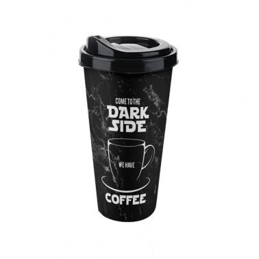 Пластмасова чаша за кафе с капак 650мл различни декори TZ-AP-9220 - Titiz