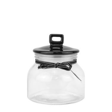Стъклен буркан с керамичен черен капак 1,5л TOP-(82712-17) - Horecano