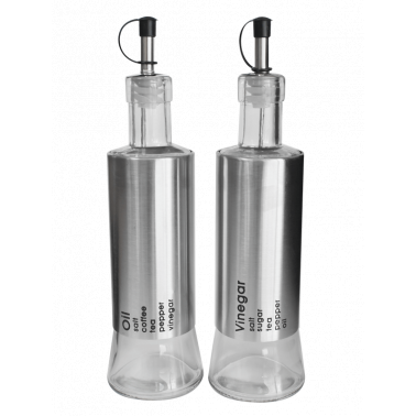 Стъклени бутилки за олио и оцет 320мл. - с хромирана повърхност (338110S/S) TOP